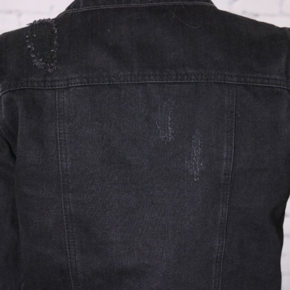 Urban Outfitters distressed black denim jacket c2 - Picture 5 of 6